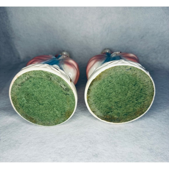 Vintage Lady Figurine‎ Vase Pair Pink Blue Floral Accent Decor lamp bases - Picture 11 of 12